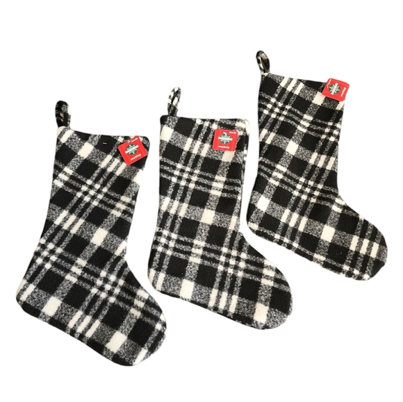 Christmas Plaid Checkered Stocking lot of 3 - Picture 1 of 2